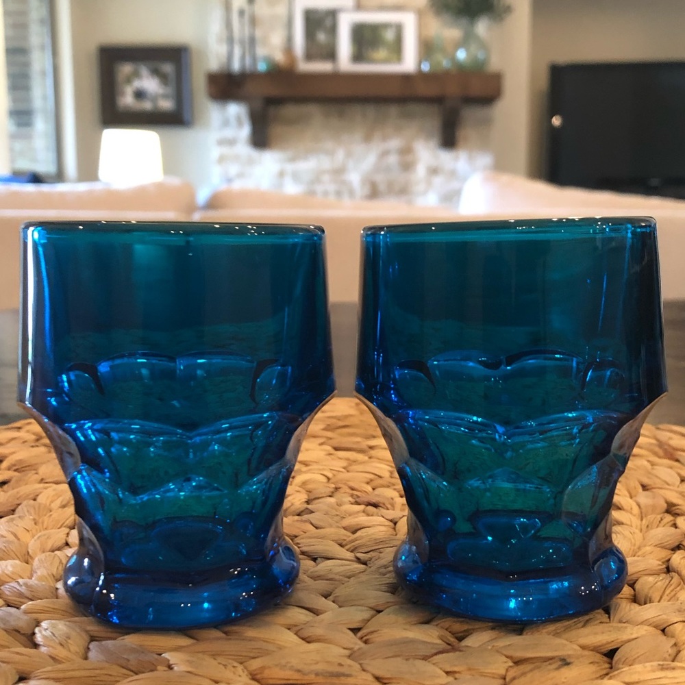 Blue Glass Tumbler Pair - Vibrant Blue Drinkware